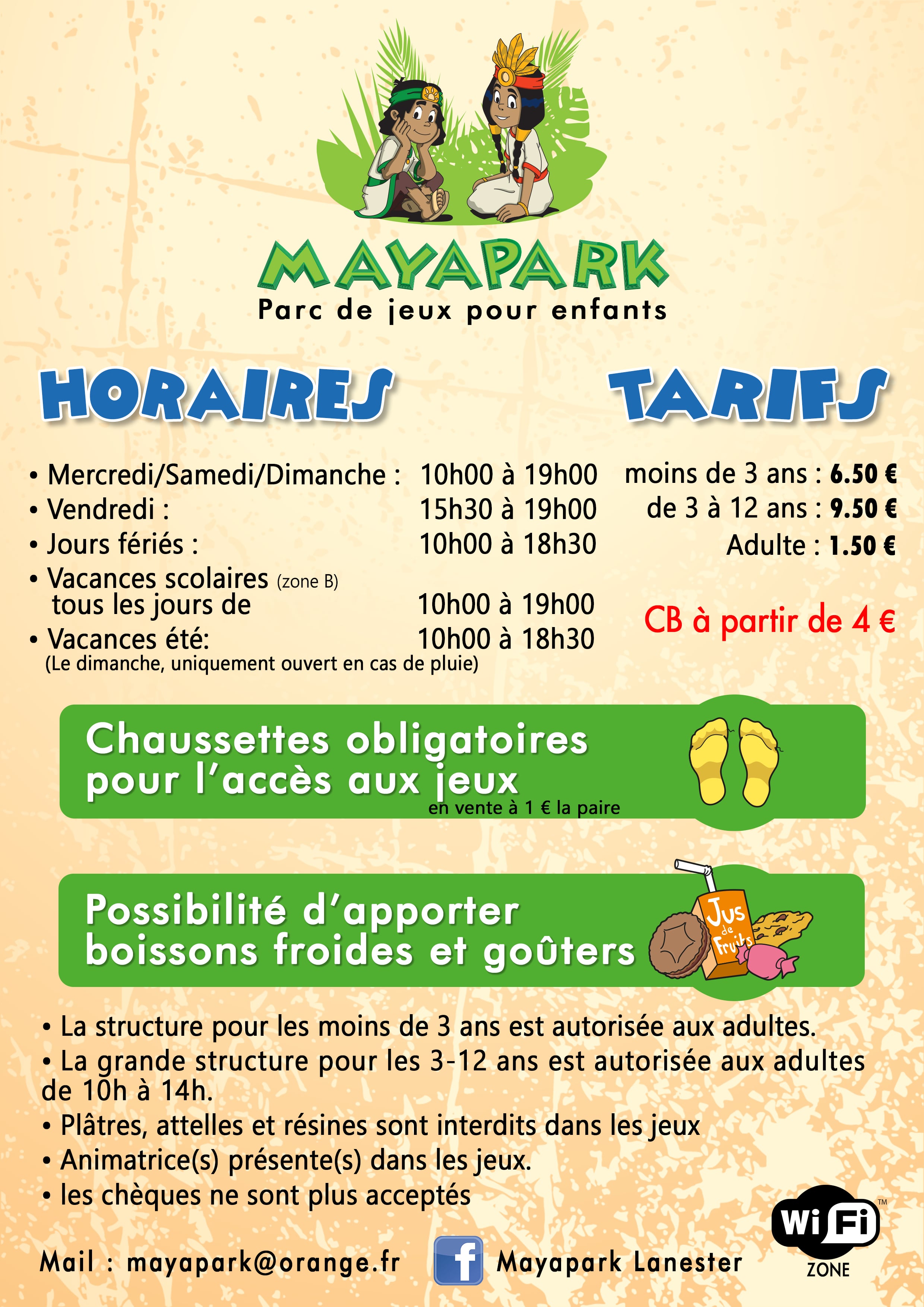 Flyer du parc content les horaires